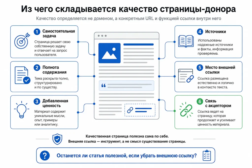 Критерии оценки страницы-донора
