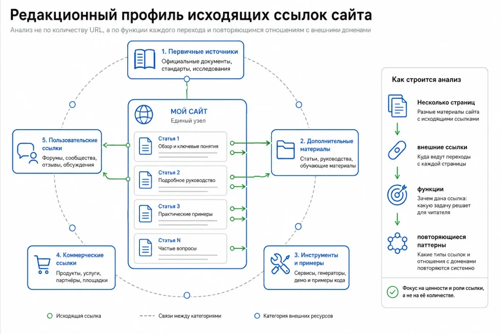 Редакционный профиль исходящих ссылок сайта