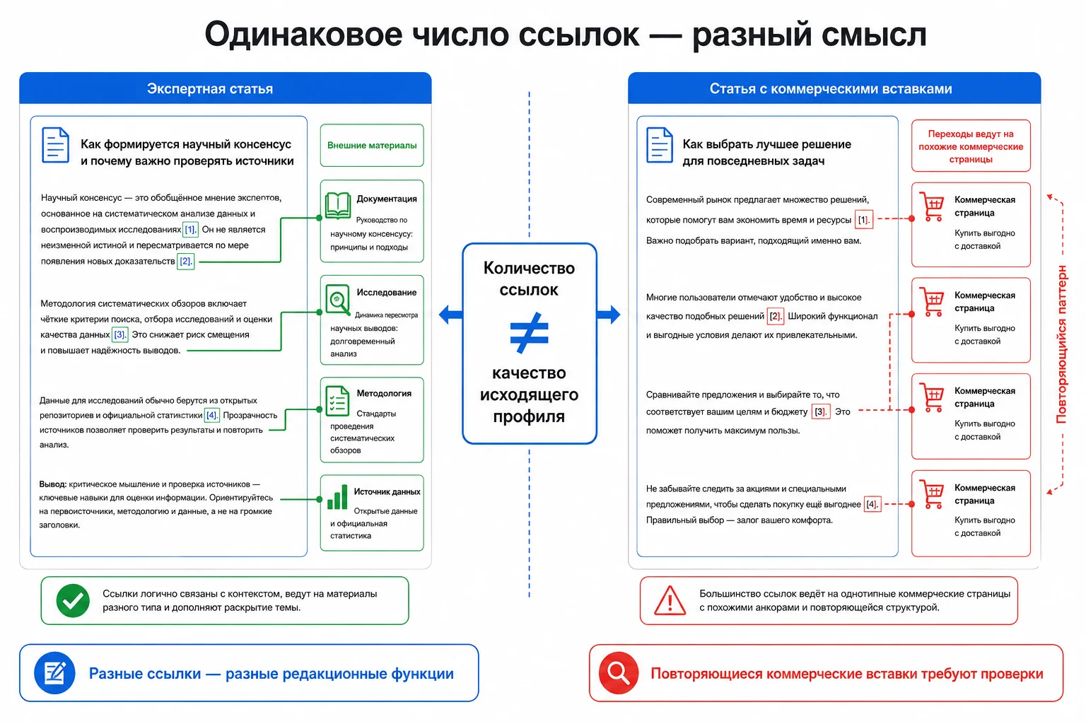 Сравнение двух профилей исходящих ссылок