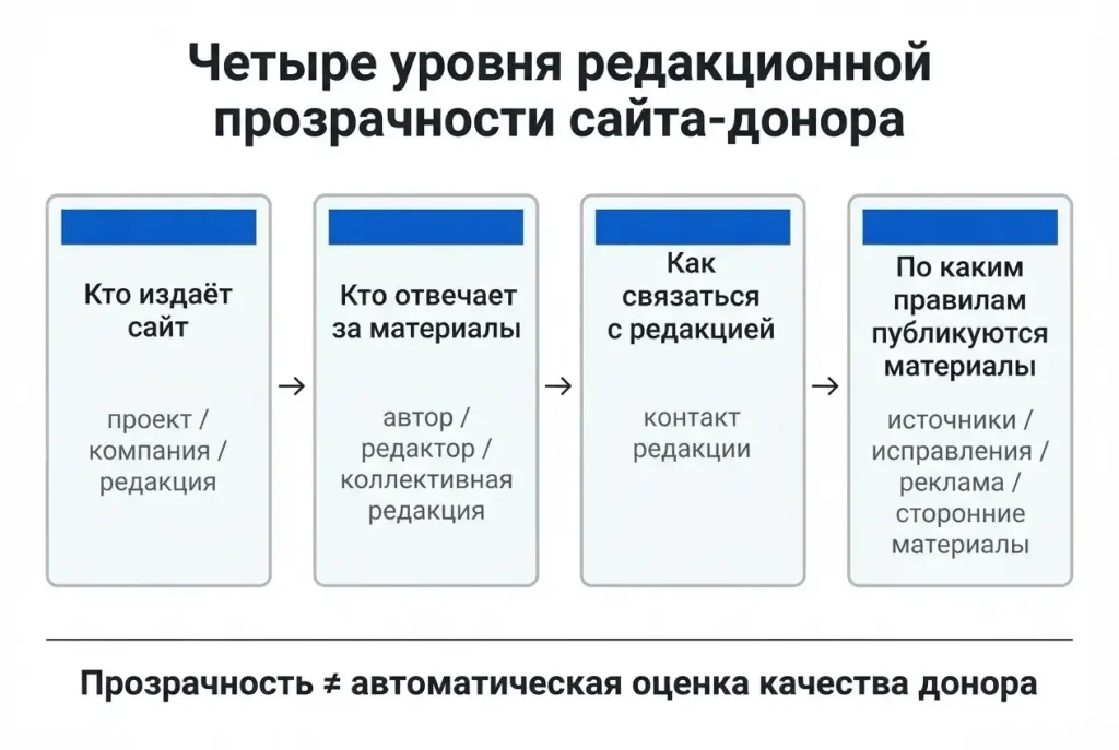 Редакционная прозрачность сайта-донора: авторы, контакты и правила публикации