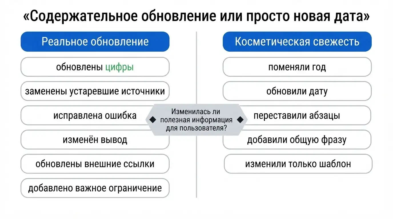 Реальное и косметическое обновление