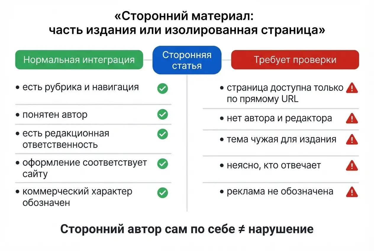 Проверка стороннего материала на сайте